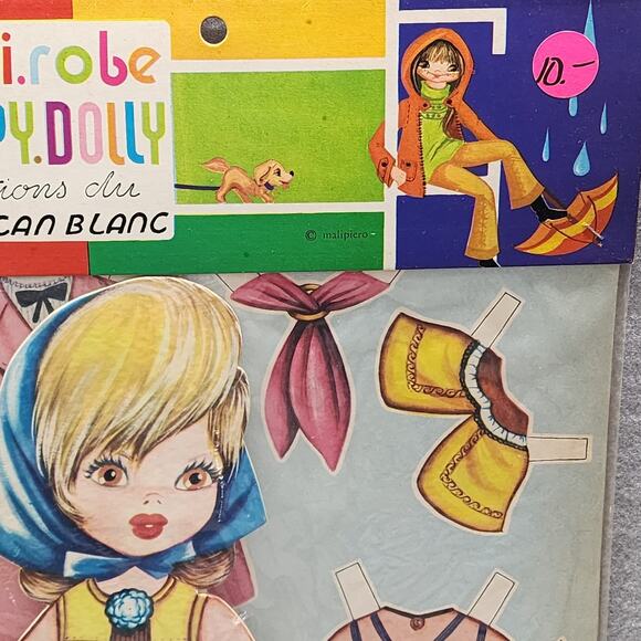 Pelican Blanc Blonde Hair Girl Paper Doll w/Blue Head Scarf Vintage NOS Sealed - Picture 11 of 11